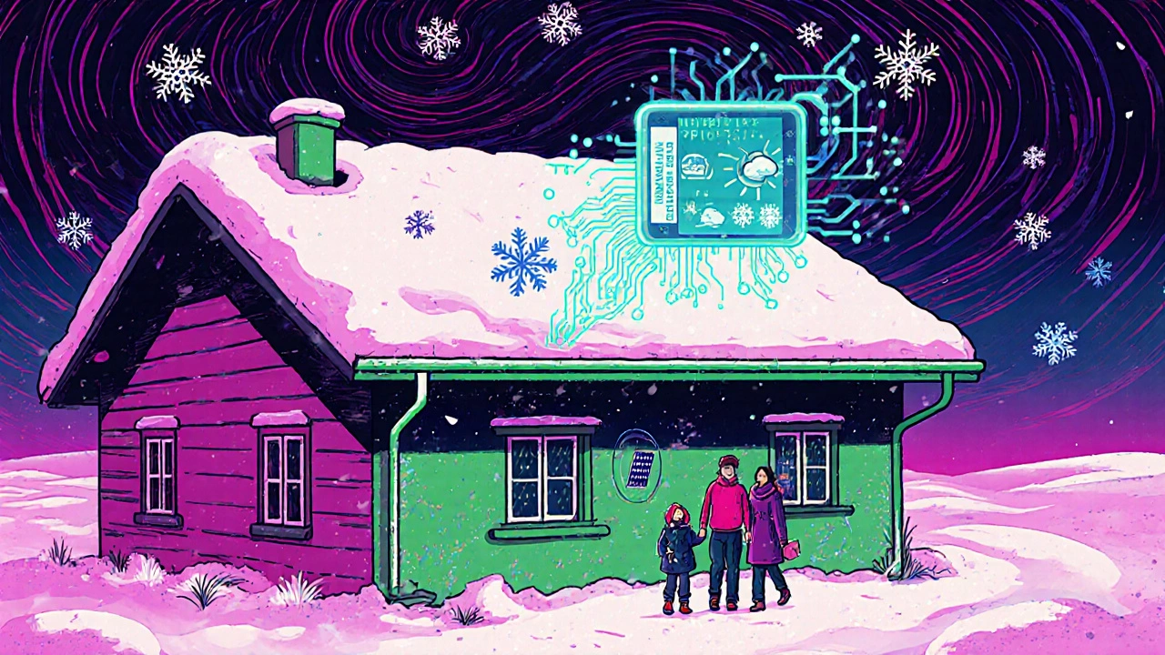 Eine intelligente Dachrinnenheizung verbindet sich mit einer App und schützt eine Familie vor gefährlichem Eis.