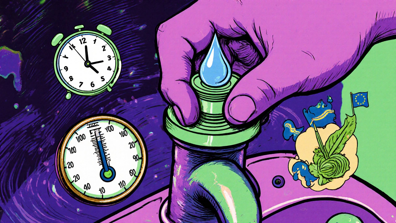 Hand montiert Durchflussbegrenzer an Wasserhahn, umgebaut von Energiespar-Icons