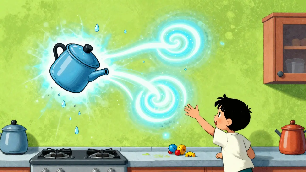 Ein kalkhaltiger Putz an der Küchenwand, der Wassertröpfchen abweist und unsichtbare Schimmelsporen neutralisiert.