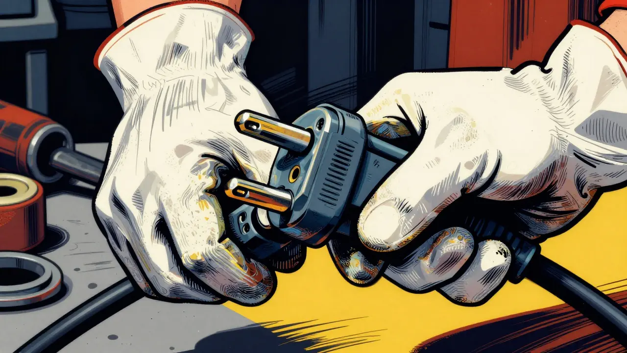 Inspektion eines Elektro-Kabels auf Sicherheitsrisiken