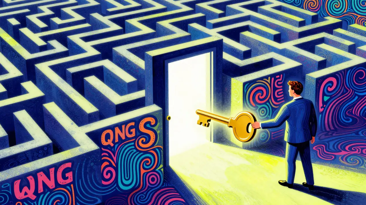 Abstrakte Darstellung eines Labyrinths, das zu einer offenen Tür führt.