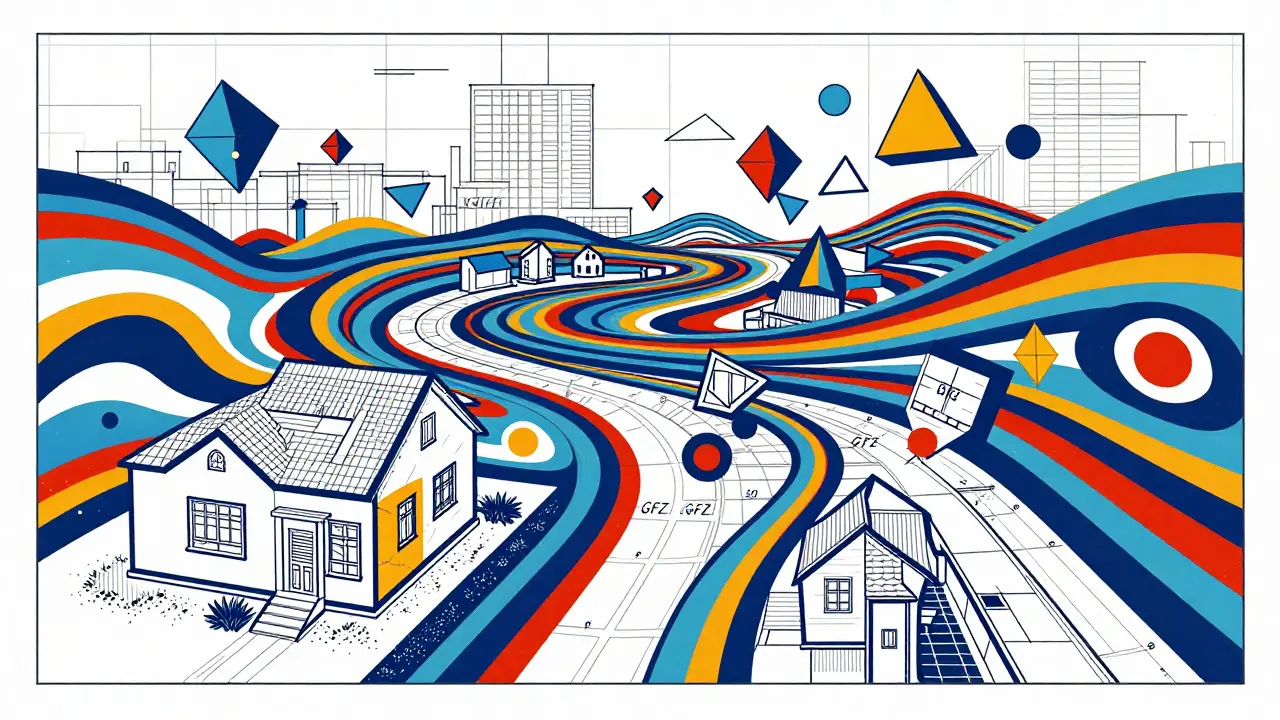 Abstrakte Illustration eines Bauplans für den rechtssicheren Kellerausbau.