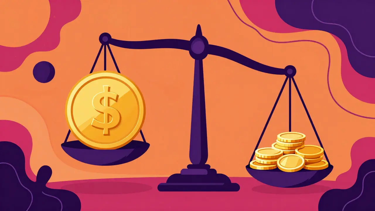 Abstrakte Waage, die den finanziellen Ausgleich zwischen Bank und Kreditnehmer darstellt.