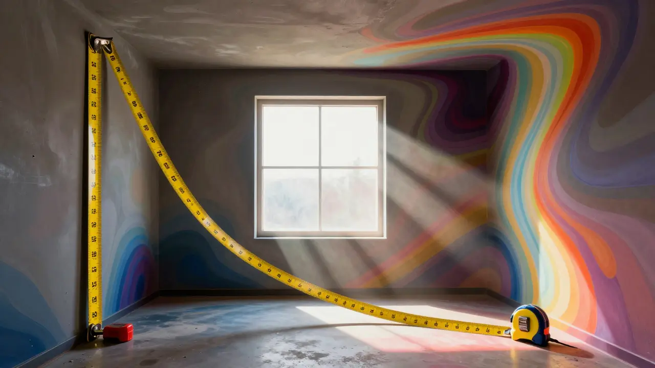 Künstlerische Darstellung von Raumhöhe und Fenstermaßen in einem Kellerraum.