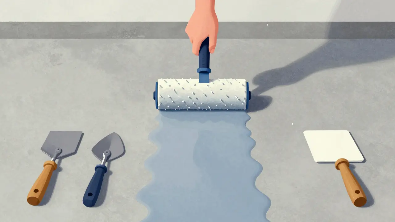 Professionelles Nivellieren eines Bodens mit Stachelwalze