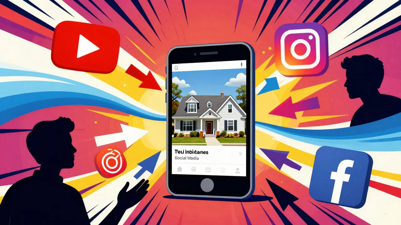 Soziale Medien-Plattformen verbreiten Immobilien-Videos im Pop-Art Stil