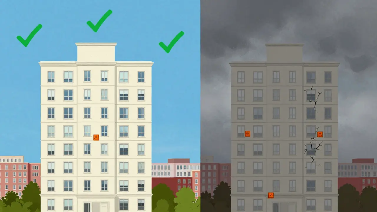 Symmetrische Darstellung von Immobilienrisiko-Szenarien