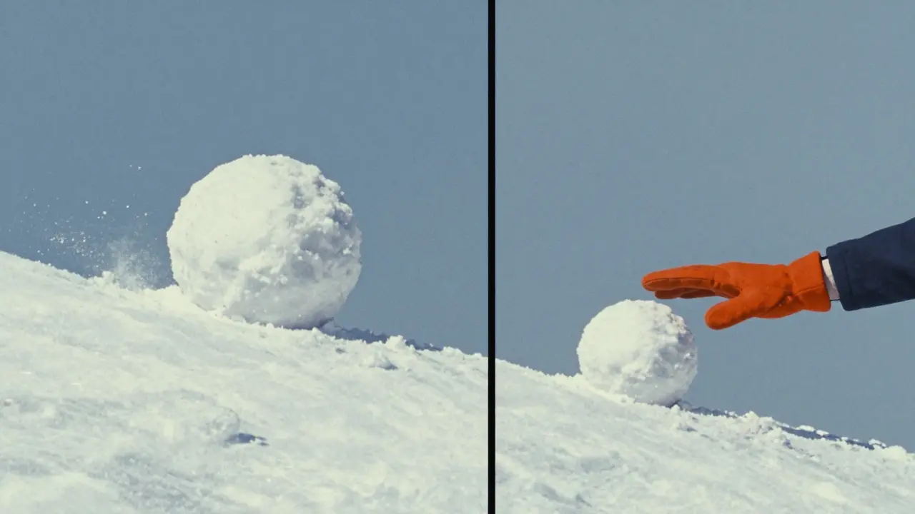 Symmetrische Illustration von Schneebällen, die Kredittilgung vergleichen