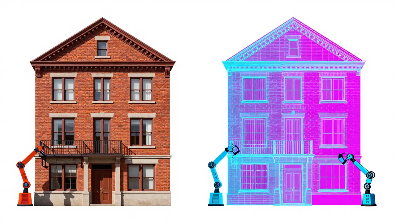 Digitale Zwillinge von Gebäuden im Wes Anderson-Stil