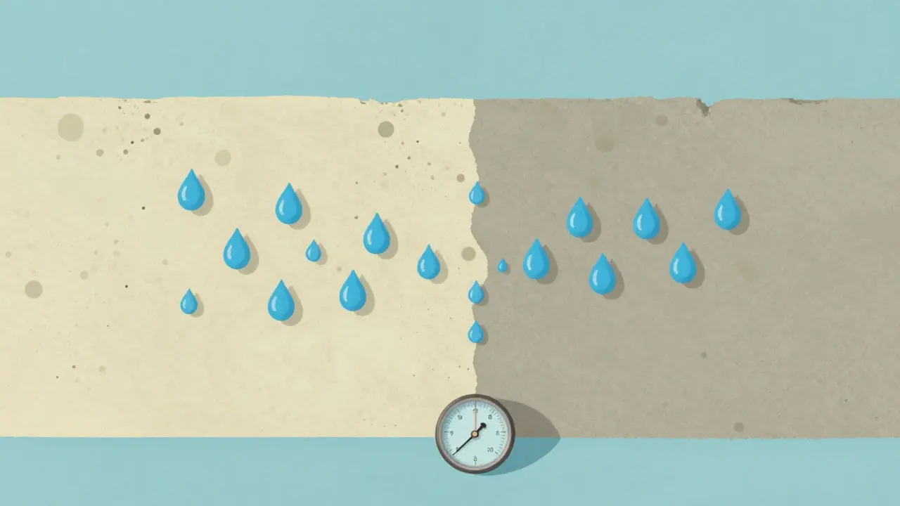 Illustration der Feuchtigkeitsregulierung in Wänden