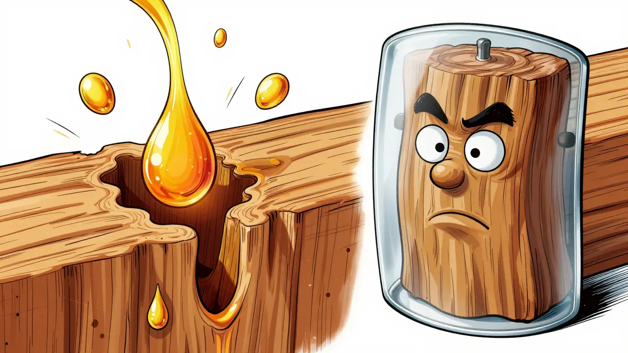 Illustration: Oil penetrating wood vs. lacquer coating surface