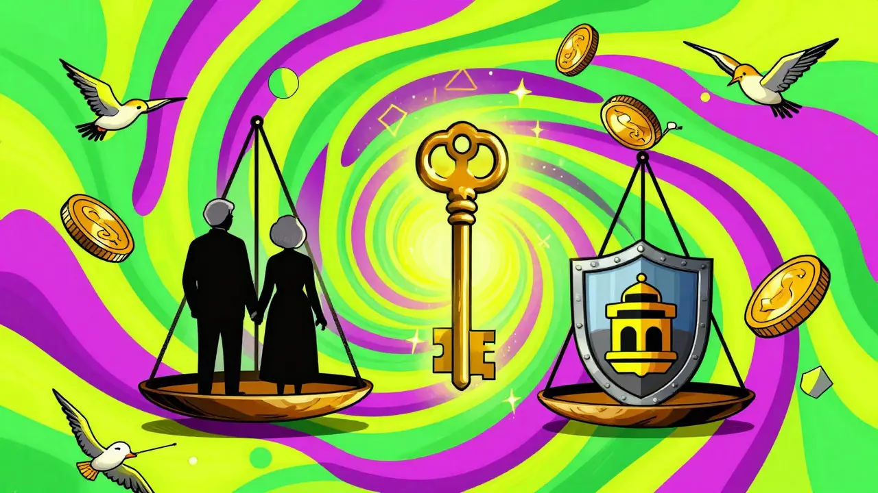 Abstrakte Darstellung von Steuern und Wohnrechten in bunten Farben