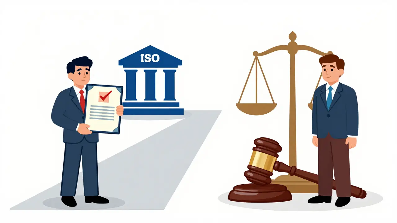 Illustration comparing two certification paths for property experts with symbolic icons