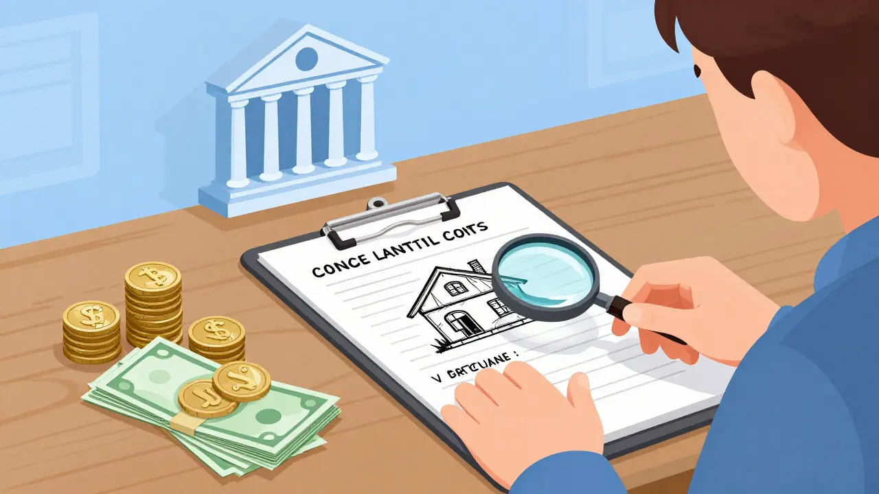 Illustration of a person calculating construction costs and savings at a desk