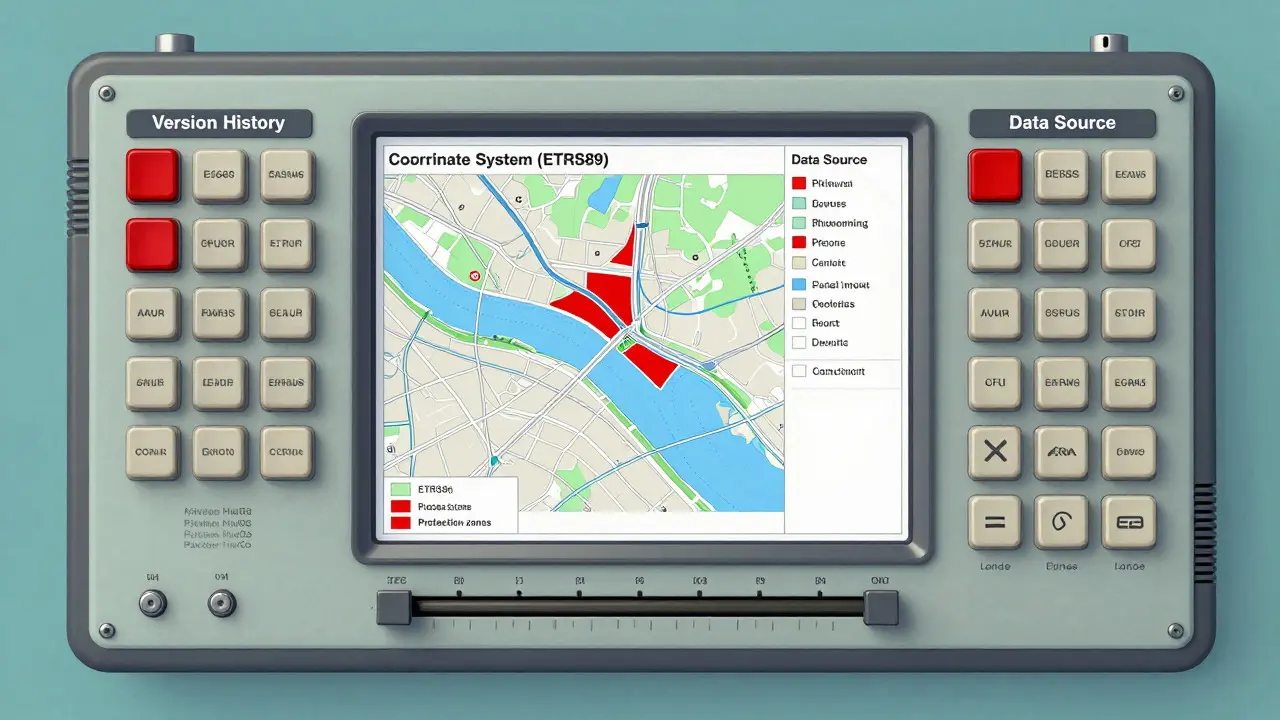 Stilisiertes Interface für Kartenlegende und Metadaten-Einstellungen